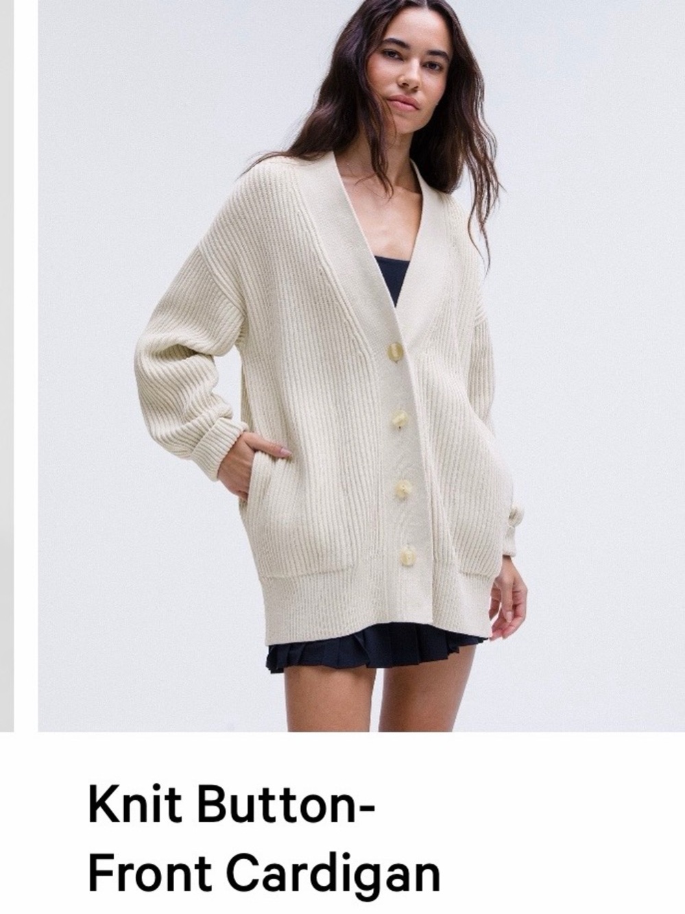 Lululemon Knit Button-Front Oversized  Cardigan — Cream